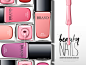 系列指甲油 时尚色彩 粉红系列 拼瓶排列 美妆海报设计AI 平面设计 海报