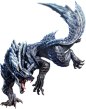 Lunagaron : Lunagaron is a Fanged Wyvern first introduced in Monster Hunter Rise: Sunbreak. Lunagaron is a large, wolf-like Fanged Wyvern similar in appearance to New World Fanged Wyverns such as Odogaron and Tobi-Kadachi. Its body is covered in cobalt sc