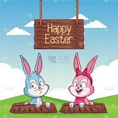 复活节,贺卡,可爱的,华丽的,春天,装饰物,兔子,问候,复古,绘制