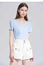 FIVE PLUS新款女夏装高腰牛仔短裤女白色复古A字型宽松阔腿裤子-tmall.com天猫