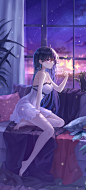 夜蓝星炫  二次元少女  
动漫壁纸  紫色  猫