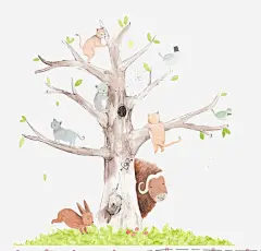 森林系唯美手绘插画高清素材 png 设计图片 免费下载 页面网页 平面电商 创意素材 png素材