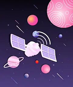 创意卡通手绘宇宙插画