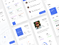 Team app task mobile discover profile chat blue white clean minimal app team