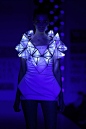 This is avant garde because it has 3D parts and some of the garment lights up.