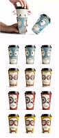 Gawatt心情咖啡杯
设计工作室Backbone Branding为亚美尼亚Gawatt餐厅创建了这款有趣的外卖咖啡杯。一个咖啡杯由可转动的蒸汽风格杯套和杯子组成，设计师在每个杯子内都设计了三种不同的表情，使用者可以通过转动杯子或者杯套来改变杯子上卡通人物的表情，以此来代表自己的心情，或者自逗自乐。