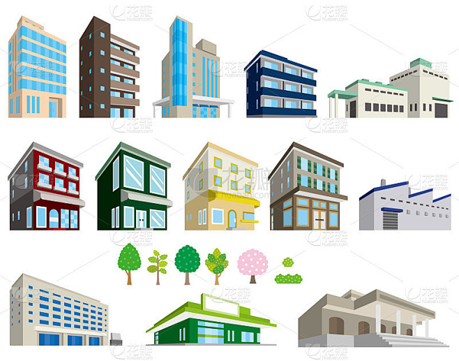 各种建筑的插图