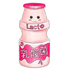 手绘-粉色系饮料贴纸-乳酸菌