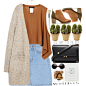 A fashion look from November 2015 featuring oversized cardigan, brown shirt and blue skirt. Browse and shop related looks.