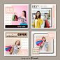 Abstract fashion sale instagram post collection Free Vector