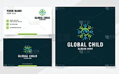 全球儿童标志模板上的现代风格