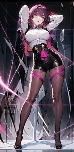 #女の子 卡芙卡 Kafka 星穹 站姿 2枚 - 何呵的插画