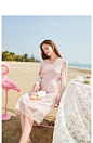 【预售】秋水伊人粉色蕾丝裙2021年春装新款女装甜美气质连衣裙子-tmall.com天猫