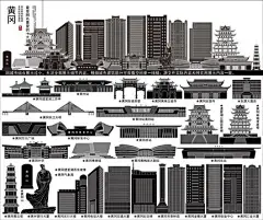 黄冈地标建筑ai矢量素材线稿