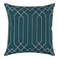 Jillian Hollywood Regency Linen Down Teal Pillow - 18"x18" - A welcoming teal pillow, filled with down and covered in luxurious linen is the perfect, plush finish on a sofa or armchair. Geometric detail adds drama to this delightfully posh pillo