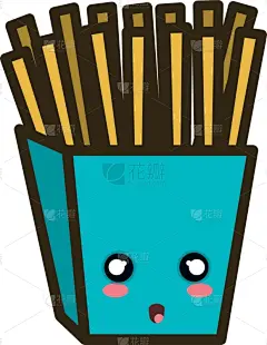 可爱,炸薯条,卡通,可爱的,图像,性格,表情符号,面部表情,矢量,薯条
