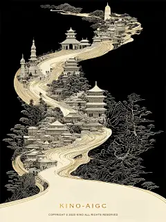 mj｜古风意象-线描手绘空间导览概念地图 - 小红书