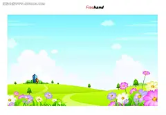 春天乡村美景小花手绘背景画AI|背景画|风景画|矢量素材|矢量图形|手绘画|手绘图形|水彩画|图形图案|图形图标|线描画