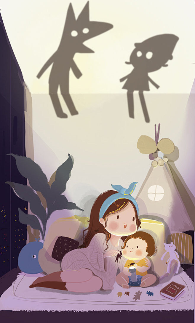 充满温暖阳光的亲子治愈系插图 - 菲菲小...