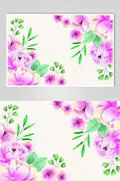 素雅紫黄花朵植物底纹插画矢量素材-众图网