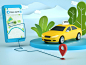 Taxi app 3D illustration by David Mikiashvili on Dribbble