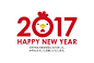 シンプルでおしゃれな年賀状無料テンプレート「西暦2017と鶏の顔」