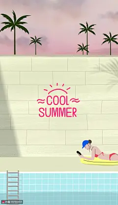 旅行冲浪海滨乐园热带植物啤酒饮料夏季休闲插画13 海报招贴 季节海报