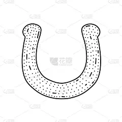 手绘马蹄铁涂鸦风格。孤立的白色矢量插图。