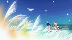 芦苇,伴侣,手牵手,插画,前面正版图片素材