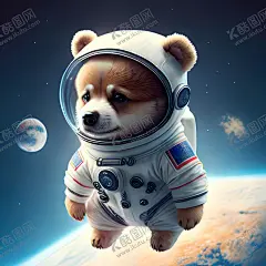 宇航员小狗 【酷图网】宇航员,卡通,插画,太空,小动物,漫画,儿童画,小狗,狗