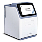 This may contain: a white and blue machine with the word welcome written on it's display screen
