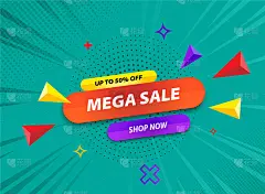 大减价50% -矢量布局概念插图。平面广告推广横幅。创造性的背景。特别优惠价。平面设计元素
