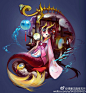 #百绘罗衣# 椒图小公主，人家明明是龙的五闺女，住在深海里舒服的贝壳里一条吐泡泡玩小鱼的金龙鱼（不！）@网易阴阳师手游 ​​​​