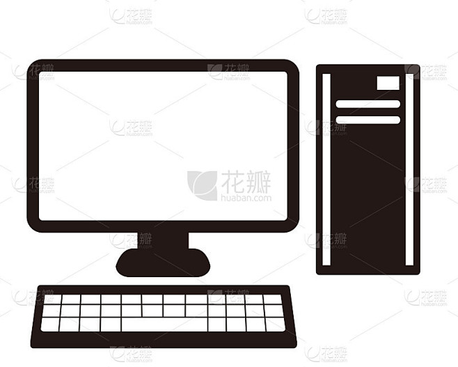 Computer monitor icon. Flat PC symbol. Vector illu