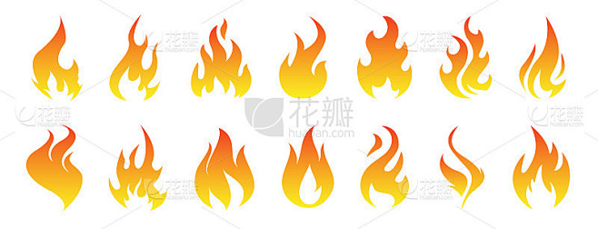 火的火焰。火的图标集。火的象征。矢量插图。