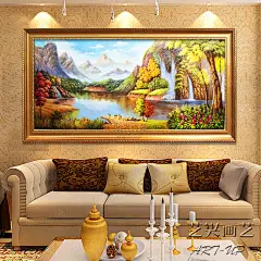 欧式风景油画手绘油画欧式古典山水风景油画客厅有框聚宝盆风水画-淘宝网