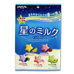 日本进口零食扇雀饴小星星北海道牛奶水果糖果5味入76g