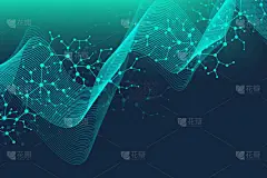 医学、科学、技术、控制论、化学的科学分子背景。带有十六进制DNA分子的壁纸或横幅。几何动态图解.