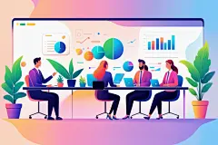 卡通办公室扁平风商务办公场景插画