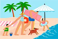 卡通创意温馨家庭爸爸妈妈亲子互动幸福生活场景插画ai设计素材-淘宝网