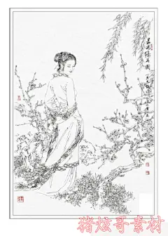 非高清 中国【古装人物+神话人物+历代神仙线稿白描】CG插画素材-淘宝网