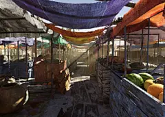 中东沙漠小镇集市市场房屋平房石屋场中世纪沙漠城虚幻4VR场景虚拟现实PBR场景游戏场景UE4