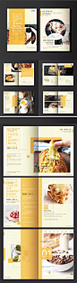 黄色简约面包糕点美食宣传画册-众图网