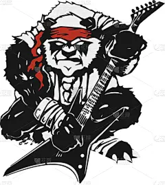 熊猫,可爱的,自然美,动物,头发,儿童,熊,吉他,剪影