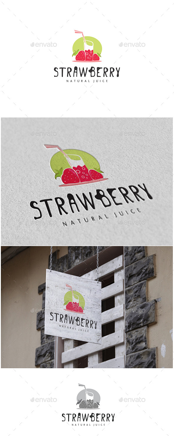 草莓的标志——食品标志模板Strawbe...