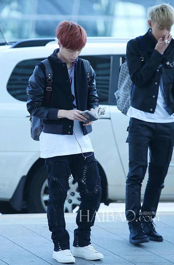 exo组合10月14日韩国仁川机场街拍