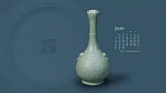 清雍正 粉青釉刻花夔凤纹瓶 - 故宫博物院 - 故宫壁纸