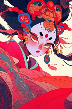 花旦脸谱插图插画