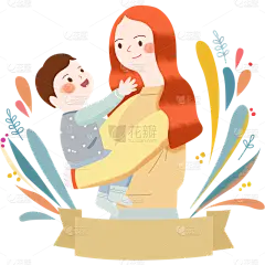 母亲节手绘扁平人物插画-拥抱