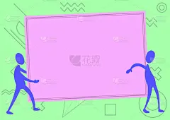 两名同事站着画扛着大白板团结合作。队友设计携带大的空纸显示团队合作。